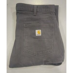 Carhartt Mens Relaxed Straight Leg Work Pants Gray Canvas 36x32 Utility Trousers